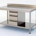 Radni sto od inoksa sa blokom fioka